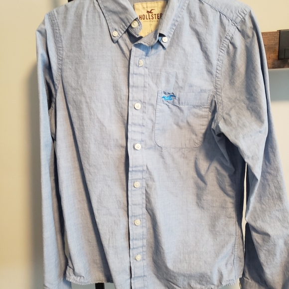 Hollister Blue Casual Dress Shirt Small - Picture 2 of 2